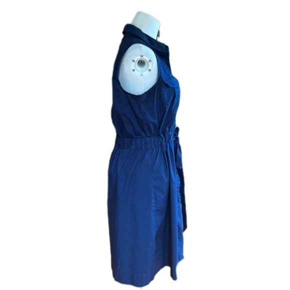 MARLED NAVY BLUE Button Down Elastic Waist Toe Front Shirt Dress Medium - Picture 4 of 6